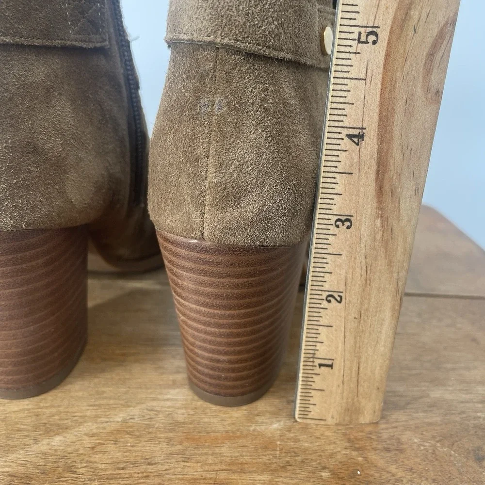 New Franco Sarto Suede Dorinda Ankle Boot Booties Cognac Brown Heel 2.5